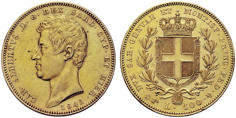 MONETE SAVOIA
Carlo Alberto, Re di Sardegna, 1831-1849. 100 Lire 1842 Torino. A...