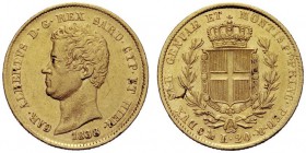 MONETE SAVOIA
Carlo Alberto, Re di Sardegna, 1831-1849. 20 Lire 1838 Genova. Au Come precedente. Pag. 186; Gig. 28. Buon BB