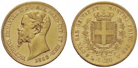MONETE SAVOIA
Vittorio Emanuele II, Re di Sardegna, 1849-1861. 20 Lire 1852 Genova. Au Come precedente. Pag. 341; Gig. 5. BB