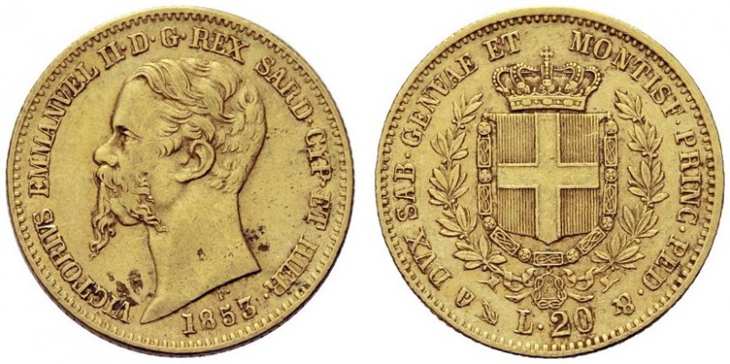 MONETE SAVOIA
Vittorio Emanuele II, Re di Sardegna, 1849-1861. 20 Lire 1853 Gen...