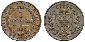 MONETE SAVOIA
Vittorio Emanuele II, Re Eletto, 1859-1861. 3 Centesimi 1826 Bologna. Æ Valore e data entro corona di lauro. Rv. Scudo coronato, carica...