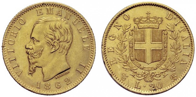 MONETE SAVOIA
Vittorio Emanuele II, Re d’Italia, 1861-1878. 20 Lire 1862 Torino...