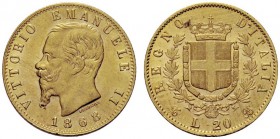 MONETE SAVOIA
Vittorio Emanuele II, Re d’Italia, 1861-1878. 20 Lire 1868 Torino. Au Come precedente. Pag. 462; Gig. 12. q. SPL