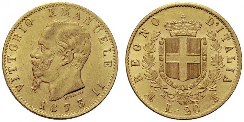MONETE SAVOIA
Vittorio Emanuele II, Re d’Italia, 1861-1878. 20 Lire 1873 Milano...
