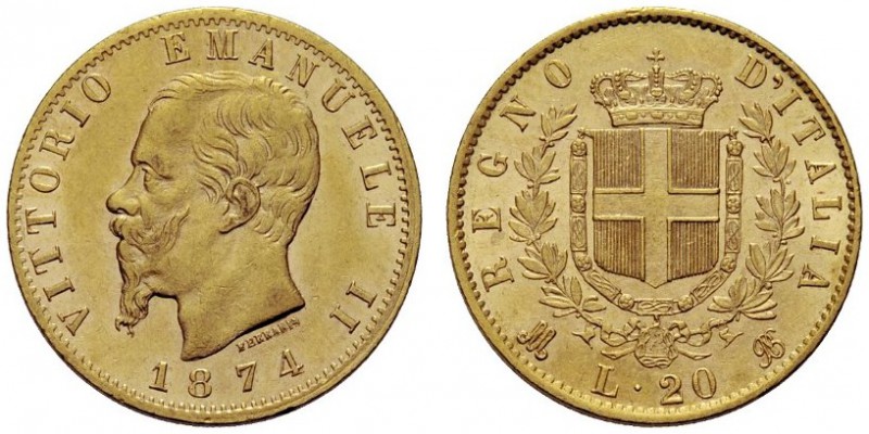 MONETE SAVOIA
Vittorio Emanuele II, Re d’Italia, 1861-1878. 20 Lire 1874 Milano...