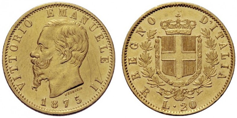 MONETE SAVOIA
Vittorio Emanuele II, Re d’Italia, 1861-1878. 20 Lire 1875 Roma. ...