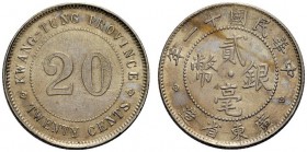 MONETE STRANIERE
CINA
Anhwei Province. 20 cash 1909-1911. Ar gr. 5,47. Y#259. q. SPL