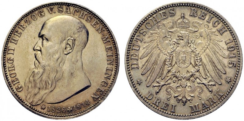 MONETE STRANIERE
GERMANIA
Saxe-Meiningen. Bernhard III, 1914-1918. 3 Mark 1915...