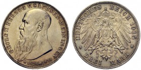 MONETE STRANIERE
GERMANIA
Saxe-Meiningen. Bernhard III, 1914-1918. 3 Mark 1915. Ar. KM#207. Delicata patina. q. FDC