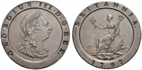 MONETE STRANIERE
GRAN BRETAGNA
Giorgio III, 1760-1820. 2 Pence 1797, Birmingham. Æ gr. 57,06. Seaby 3776. q. SPL