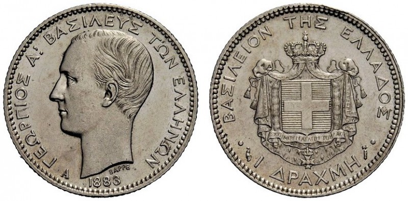MONETE STRANIERE
GRECIA
Giorgio I, 1863-1913. Dracma 1883, zecca di Parigi. Ar...