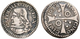 MONETE STRANIERE
SPAGNA
Carlo II, 1665-1700. Croat 1693, Barcellona. Ar gr. 2,56. KM#225; Cal. 669. Buon BB
