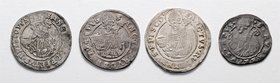 Münzen Erzbistum Salzburg Matthäus Lang von Wellenburg - 09. Juni 1519 - 30.März 1540
 Lot 4 Stück Batzen, Halbbatzen 1519, 1520 (2x), Halbbatzen 152...