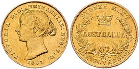 Australien Sovereign
 1867 Sydney 7,97g. KM 4 ss