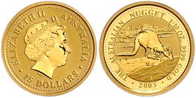 Australien
 15 Dollar 2003 1/10 Unze. 3,14g. KM 902 stgl