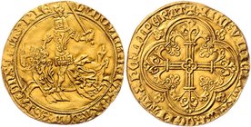 Belgien Ludwig von Male 1346-1384
 Cavalier d or o. J. (1361-1364) Gent. 3,78g. Delm. 458 (R2), Fb. 156, Vanhoudt Atlas G 2602 ss/vz