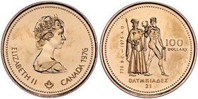 Canada Elisabeth II. 1952 - heute
 100 Dollar 1976 Olympiade. 13,29g. KM 115 PP