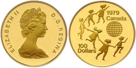 Canada Elisabeth II. 1952 - heute
 100 Dollar 1979 Jahr des Kindes. 16,93g. KM 126 PP