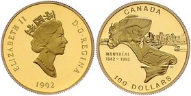 Canada Elisabeth II. 1952 - heute
 100 Dollar 1992 Montreal. 16,93g. KM 211 PP