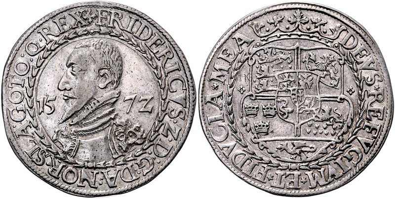 Dänemark Friedrich II. 1559-1588
 Speciedaler (3 Mark) 1572 Münzmeister Hans De...