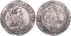 Deutschland Sachsen-Kurlinie ab 1547 (Albertiner)
Johann Georg I. (1611-) 1615-1656 1/4 Taler 1651 CR Dresden. 7,26g. Kohl 169 ss/vz