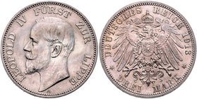 II. Deutsches Kaiserreich 1871 - 1918 Lippe
Leopold IV. 1905 - 1918 3 Mark 1913 A Berlin. 16,60g. Jäger 79 f.vz/vz
