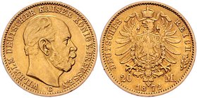 II. Deutsches Kaiserreich 1871 - 1918 Preussen
Wilhelm I. 1861 - 1888 20 Mark 1872 C Frankfurt. 7,89g. J. 243 ss
