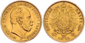 II. Deutsches Kaiserreich 1871 - 1918 Preussen
Wilhelm I. 1861 - 1888 20 Mark 1872 C Frankfurt. 7,94g. J. 243 ss