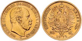 II. Deutsches Kaiserreich 1871 - 1918 Preussen
Wilhelm I. 1861 - 1888 20 Mark 1873 C Frankfurt. 7,93g. J. 243 vz