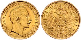 II. Deutsches Kaiserreich 1871 - 1918 Preussen
Wilhelm II. 1888 - 1918 20 Mark 1911 A Berlin. 7,96g. J. 252 vz
