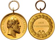 II. Deutsches Kaiserreich 1871 - 1918 Württemberg
Karl König von Württemberg Goldene Zivilverdienstmedaille o.J (verliehen ab 1865) Stempel von Chr. ...