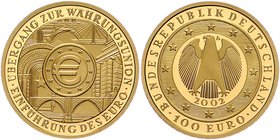 BRD Republik
 100 Euro 2002 A Währungsunion. Berlin. 15,65g. J. 493 stgl