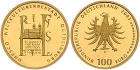 BRD Republik
 100 Euro 2003 D Quedlingburg. München. 15,61g. J. 502 stgl