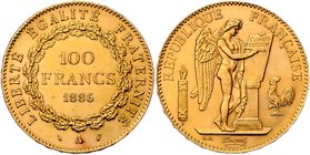 Frankreich 3. Republik 1870-1940
 100 Francs 1886 A Paris. 32,21g. Schl. 405 vz/stgl.
