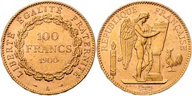 Frankreich 3. Republik 1870-1940
 100 Francs 1900 A Paris. 32,20g. Km. 832 vz