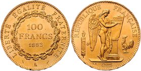 Frankreich 3. Republik 1870-1940
 100 Francs 1882 A Paris. 32,18g. Fb. 590 vz +