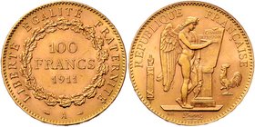 Frankreich 3. Republik 1870-1940
 100 Francs 1911 A Paris. 32,18g. Schl. 422 vz +