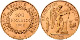 Frankreich 3. Republik 1870-1940
 100 Francs 1902 A Paris. 32,19g. Fb. 552 f.stgl.