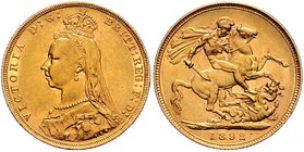 Großbritannien Victoria 1837 - 1901
 Sovereign 1892 London. 8,96g. KM 767 ss/vz