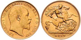 Großbritannien Edward VII. 1901 - 1910
 1/2 Sovereign 1910 Heaton. 4,00g. KM 804 ss/vz