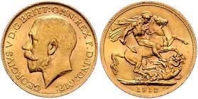 Großbritannien Georg V. 1910 - 1936
 Sovereign 1912 London. 7,98g. KM 820 stgl