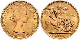 Großbritannien Elisabeth II. 1952 - heute
 Sovereign 1958 London. 8,00g. KM 908 stgl