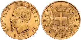 Italien Diverse
Vittorio Emanuel II. 1861 - 1878 20 Lire 1873 6,45g. KM 10.2 vz
