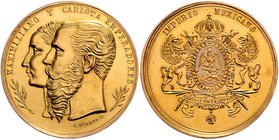 Mexiko Maximilian 1864 - 1867
 Goldmedaille o. J. unsigniert. MAXIMILIANO Y CARLOTA EMPERADORES Die Büsten von Maximilian und seiner Gemahlin Charlot...