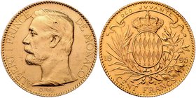 Monaco Albert I. 1889 - 1922
 100 Francs 1895 A Paris. 32,15g. Fr. 13 f.vz.