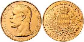Monaco Albert I. 1889 - 1922
 100 Francs 1901 A Paris. 32,15g. Fr. 13 vz/stgl.