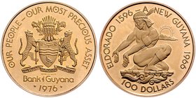 Neu Guyana
 100 Dollar 1966 5,93g. KM 46 stgl