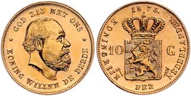 Niederlande Diverse
Willem III. 1849 - 1890 10 Gulden 1875 6,71g. KM 105 vz/stgl