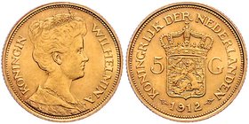 Niederlande Diverse
Wilhelmina 1890 - 1948 5 Gulden 1912 3,36g. KM 151 stgl