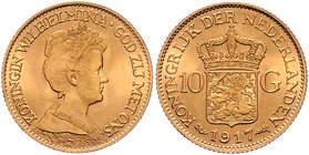 Niederlande Diverse
Wilhelmina 1890 - 1948 10 Gulden 1917 6,75g. KM 149 stgl